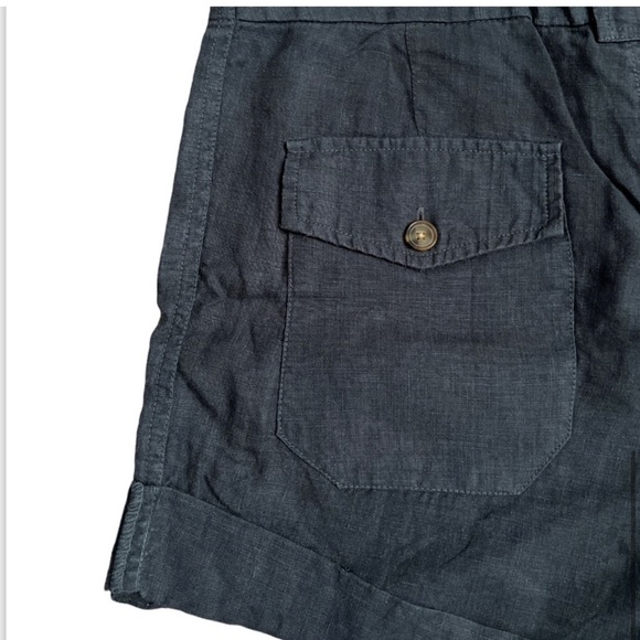 Vince Dark Gray Linen Cuffed Shorts - Picture 6 of 10